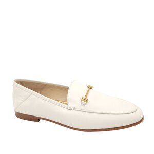 NEW Sam Edelman Lior Loafer Womens 10.5 White Leather Gold Bar Classic